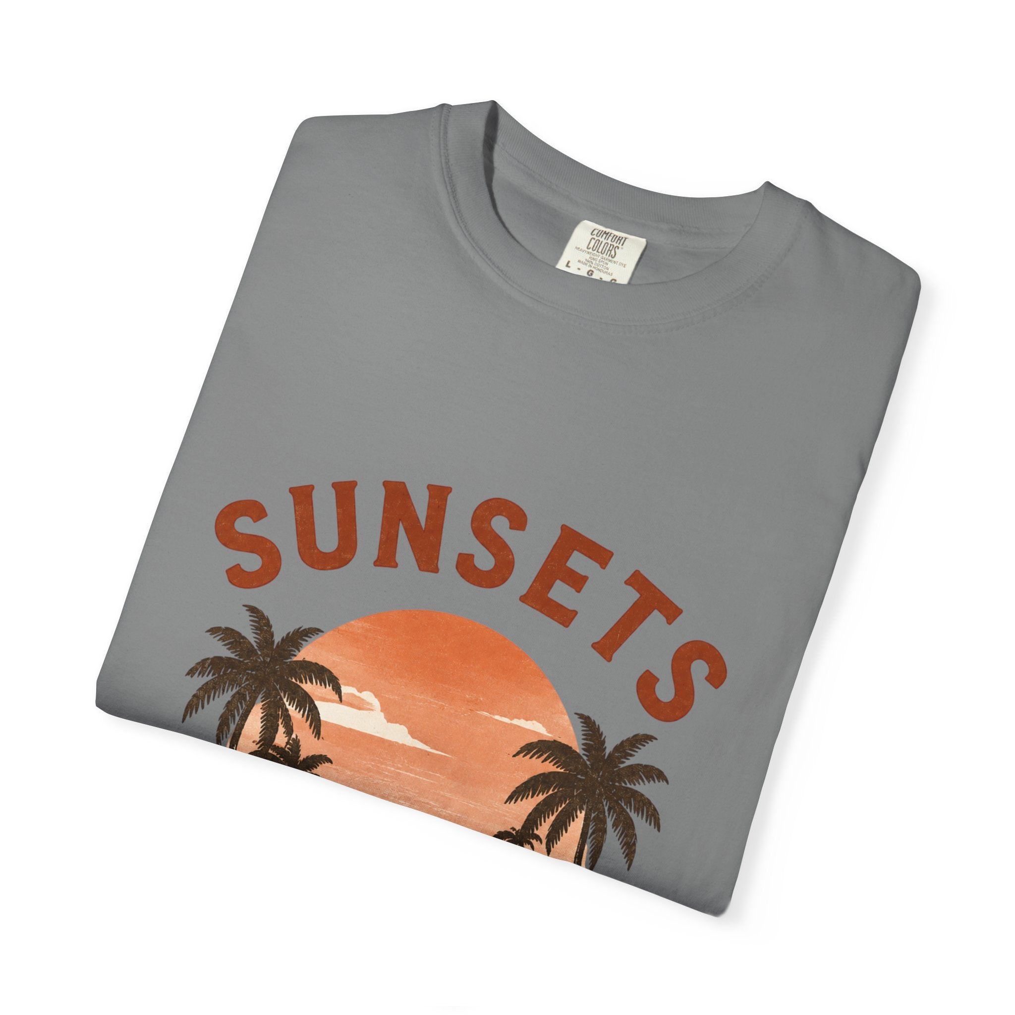 Sunsets & Sweatshirts T-Shirt | Retro Palm Tree Sunset Tee