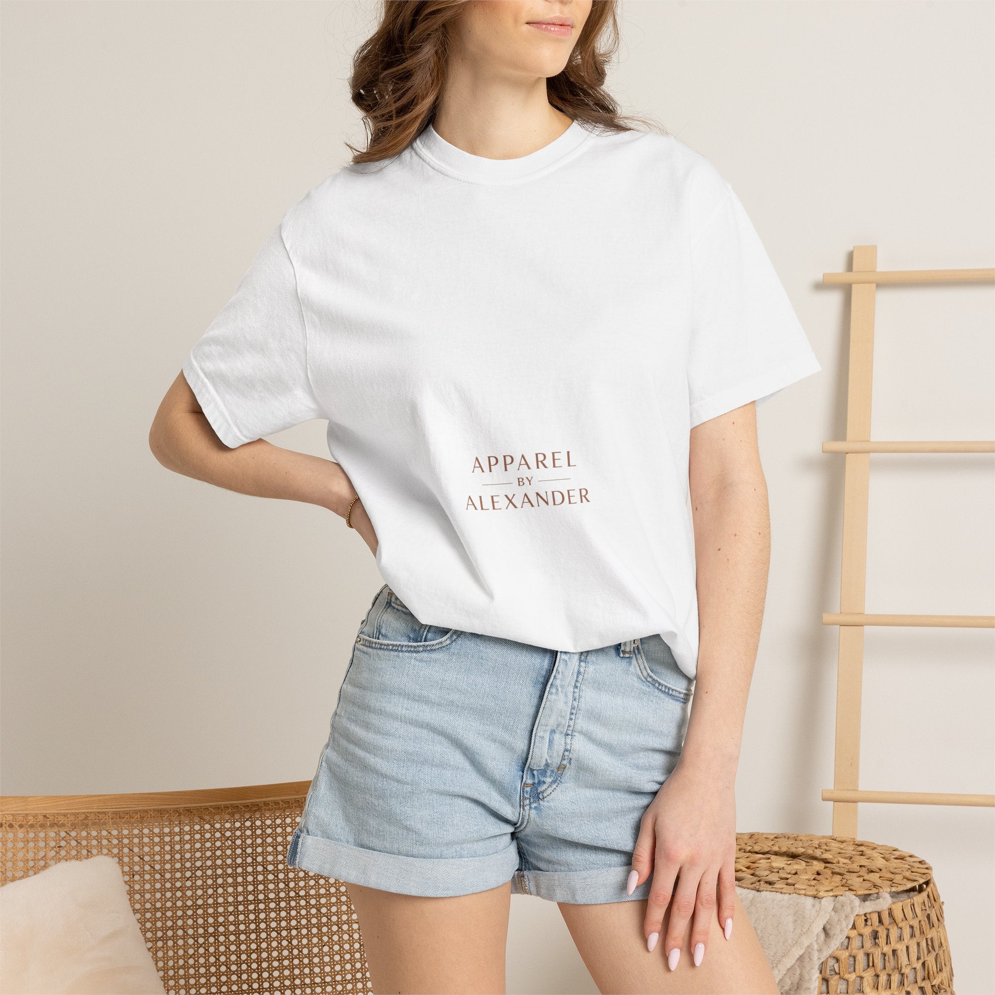 Minimalist 'Apparel Alexander' Text T-Shirt | White Crew Tee