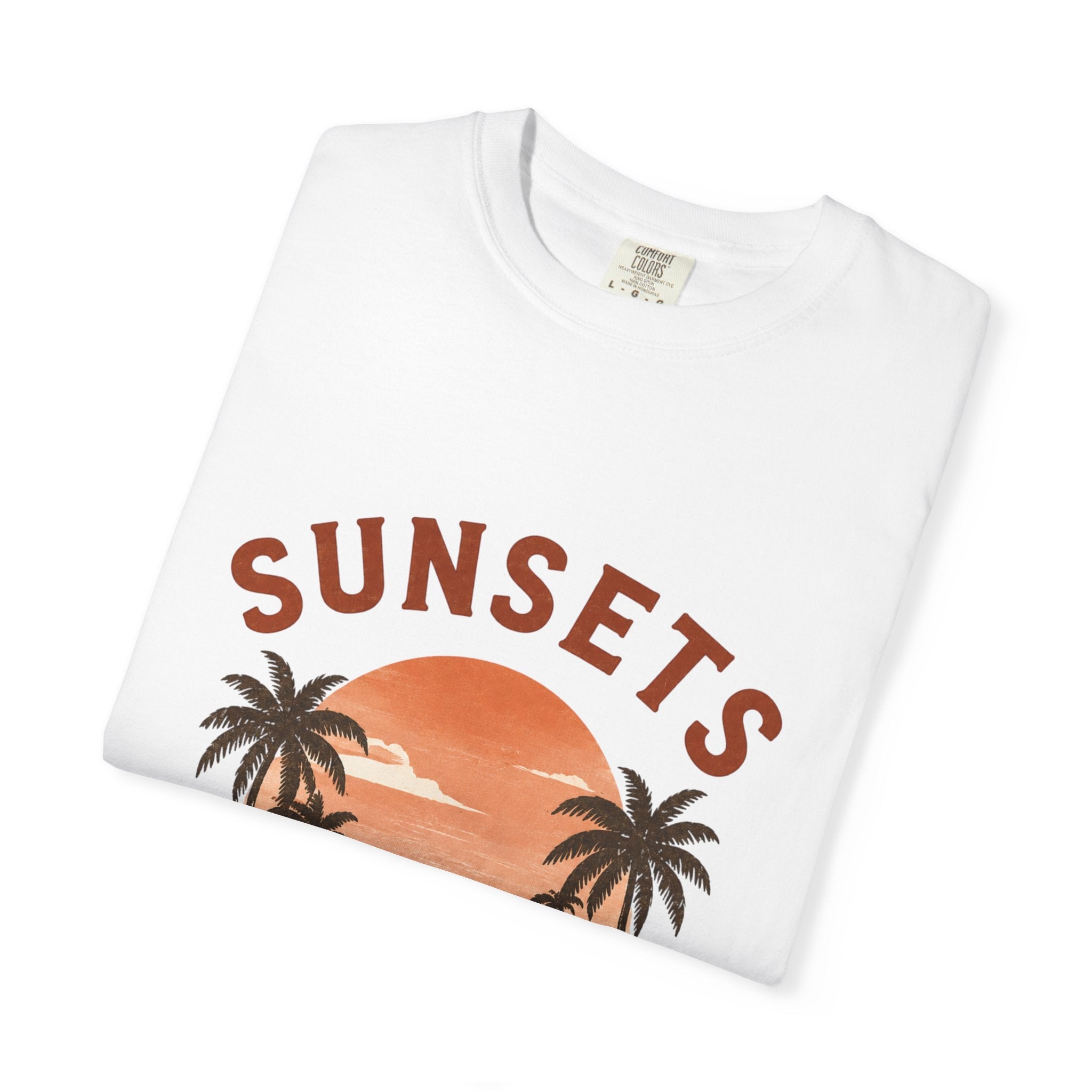 Sunsets & Sweatshirts T-Shirt | Retro Palm Tree Sunset Tee