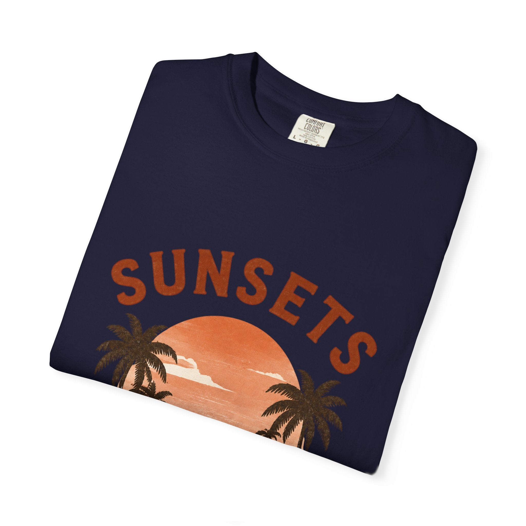 Sunsets & Sweatshirts T-Shirt | Retro Palm Tree Sunset Tee