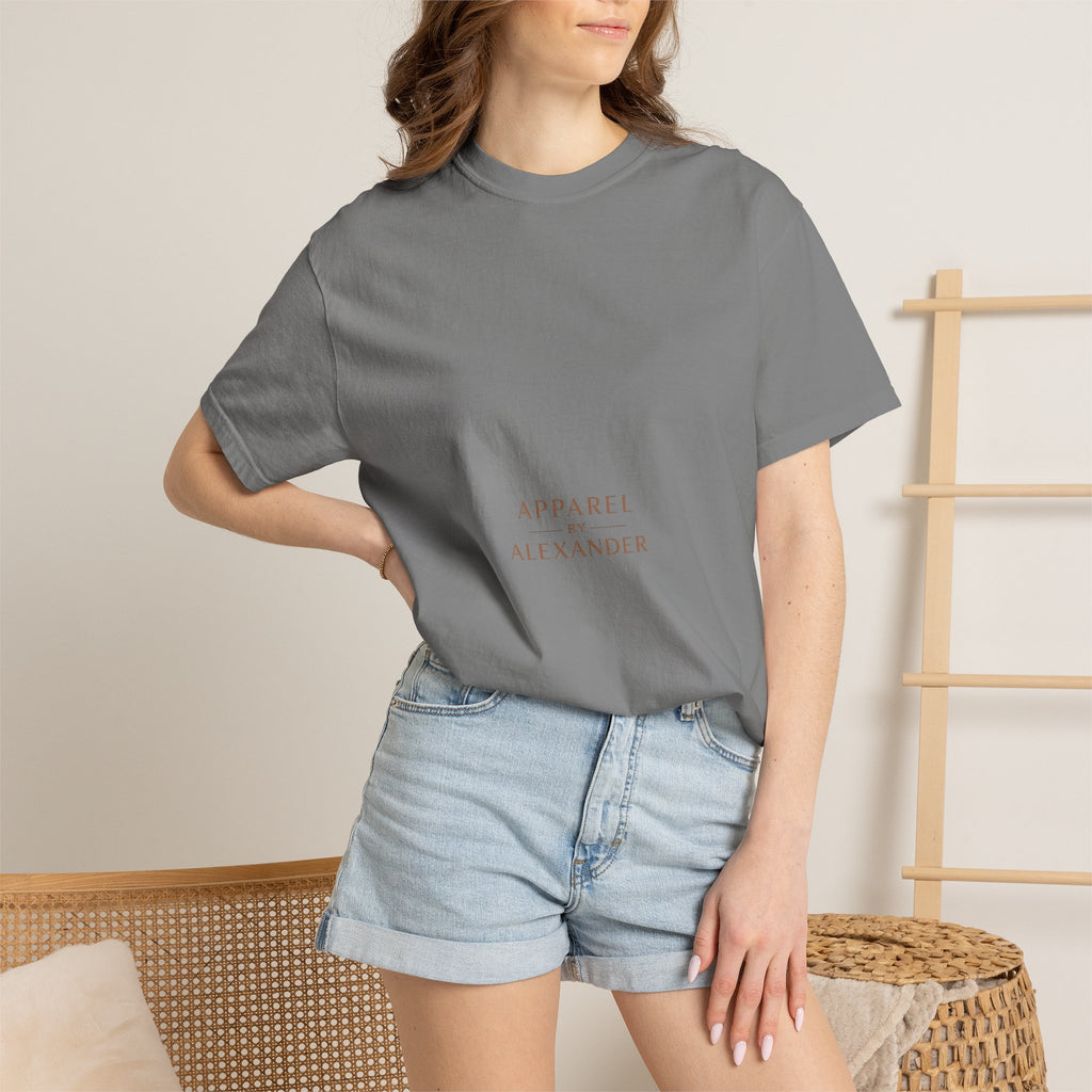 Minimalist 'Apparel Alexander' Text T-Shirt | White Crew Tee