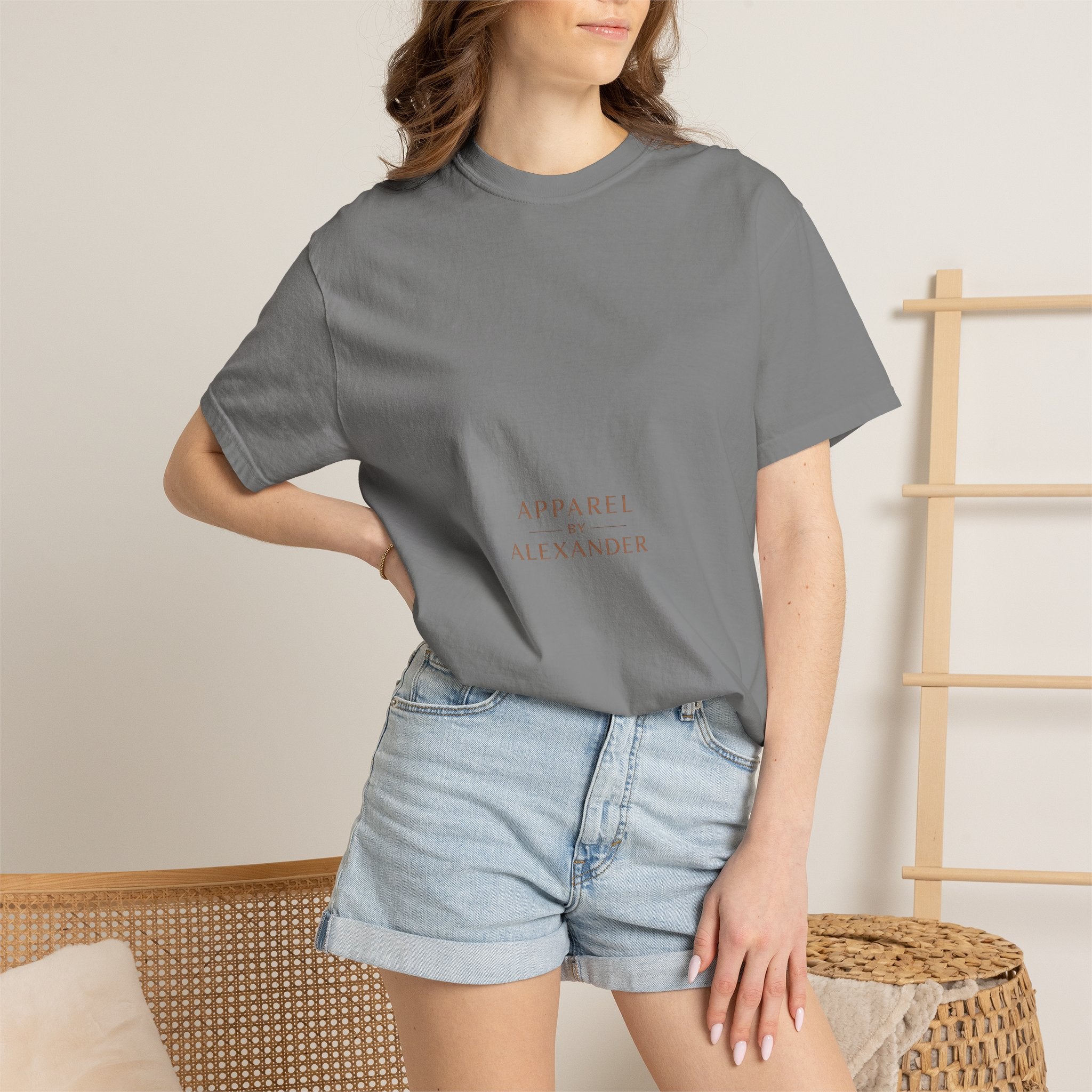 Minimalist 'Apparel Alexander' Text T-Shirt | White Crew Tee