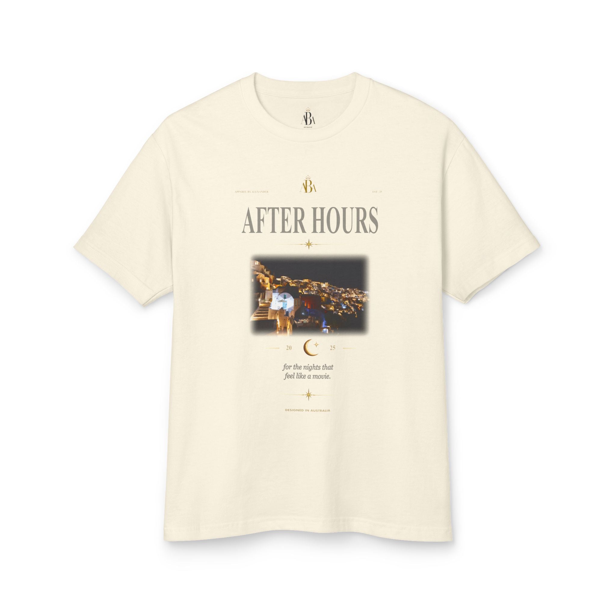 'After Hours': ABA Official - Santorini Nightscape Oversized Tee