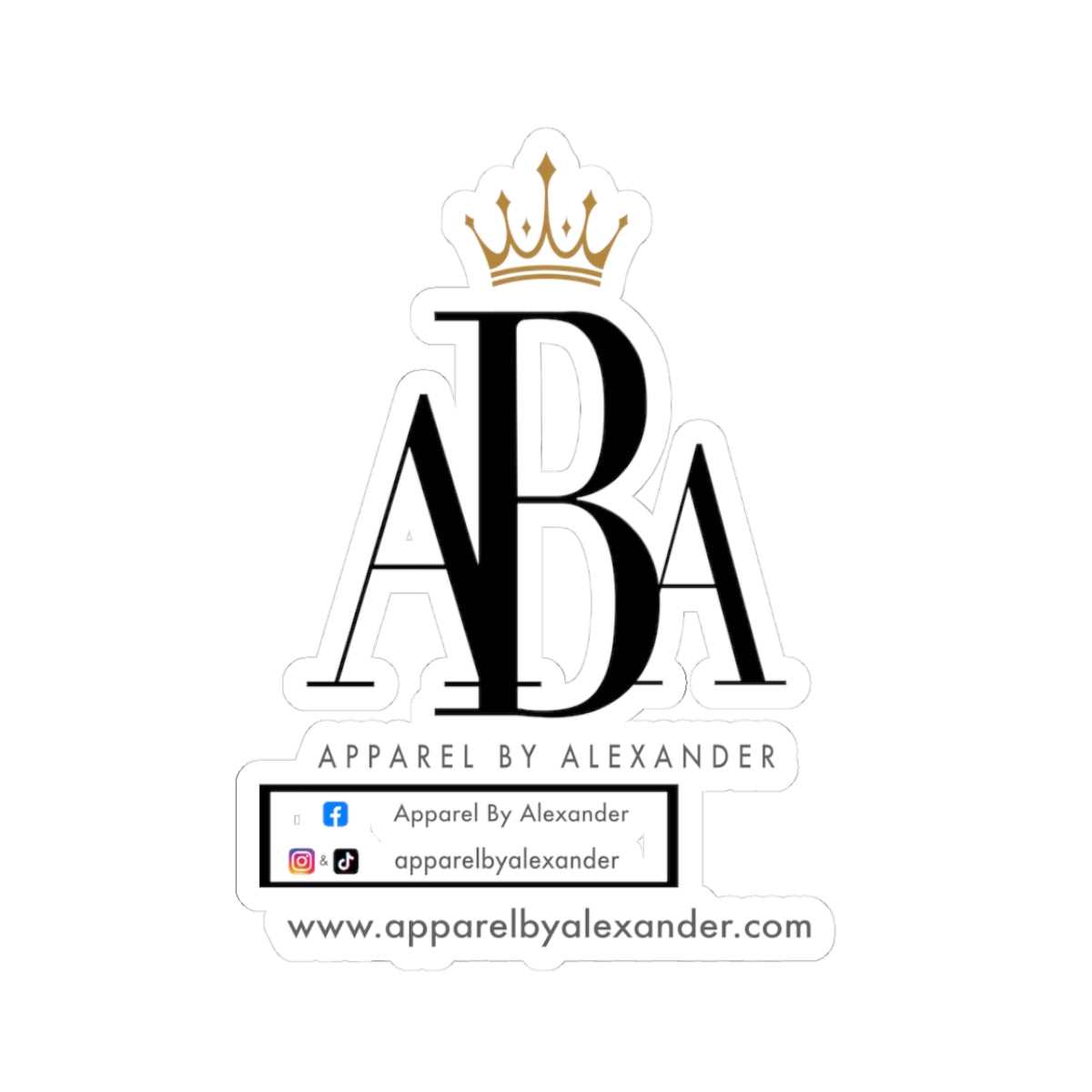 Apparel By Alexander Logo Sticker - ABA Crown & Social links