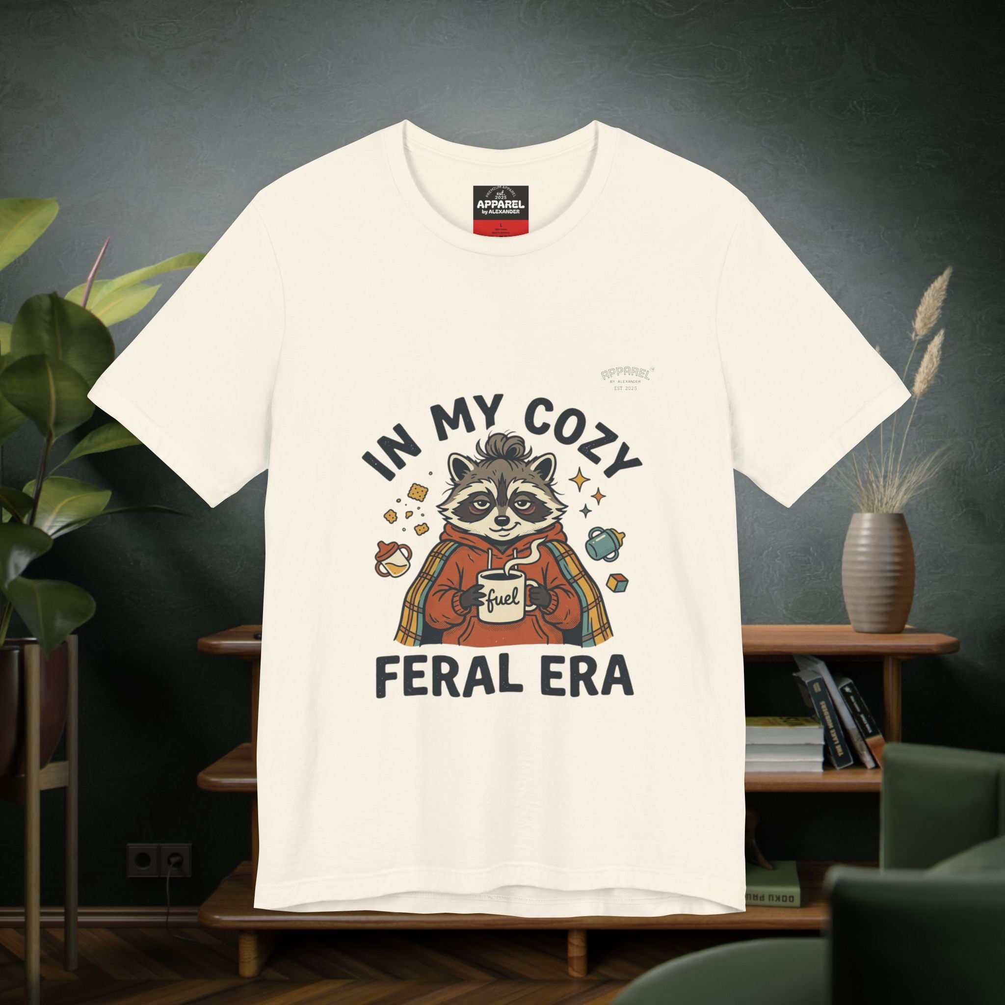 Cozy Feral Era Raccoon Tee | chaotic cute vintage mascot, introvert