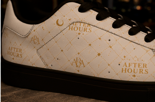 Apparel By Alexander - "After Hours" - White Quilted Gold Monogram - Low Top Leather Sneakers