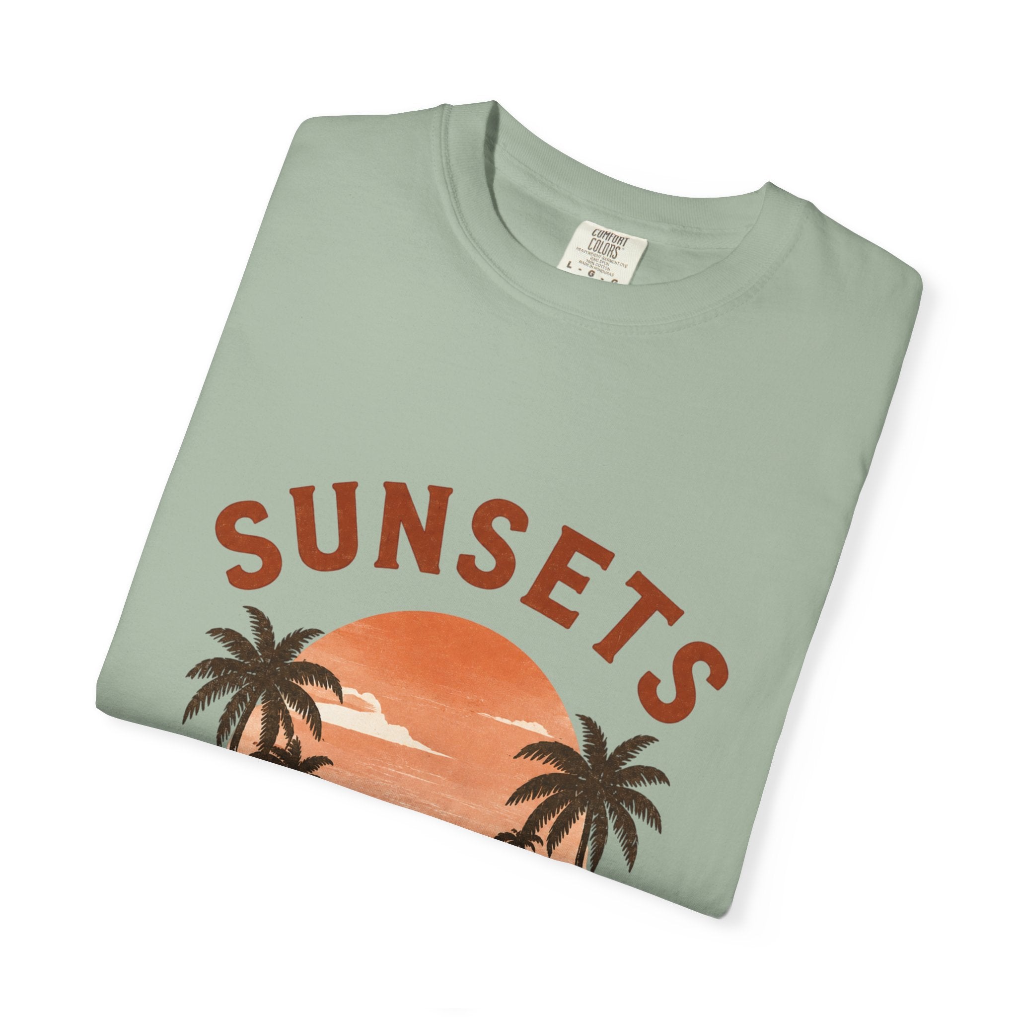 Sunsets & Sweatshirts T-Shirt | Retro Palm Tree Sunset Tee