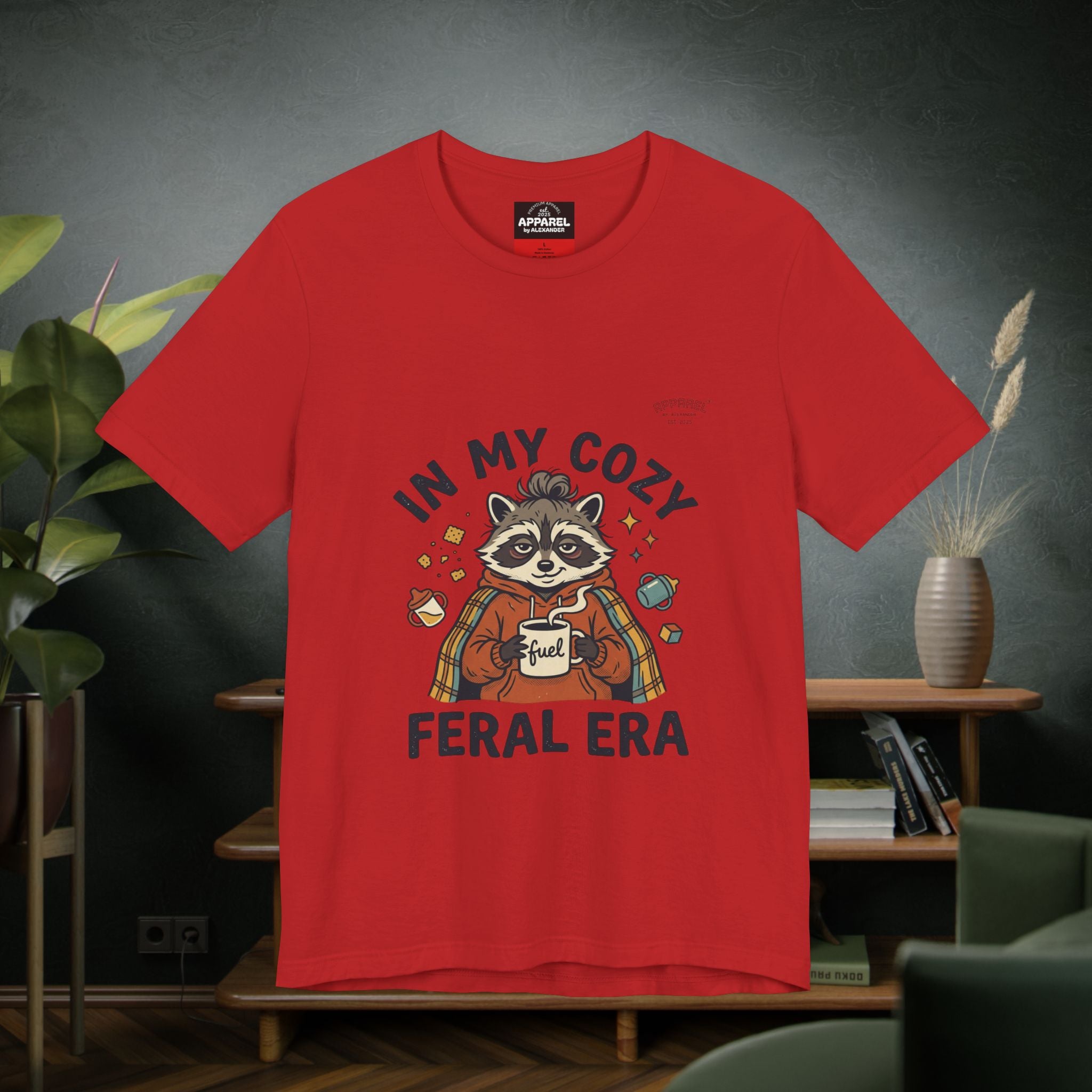 Cozy Feral Era Raccoon Tee | chaotic cute vintage mascot, introvert