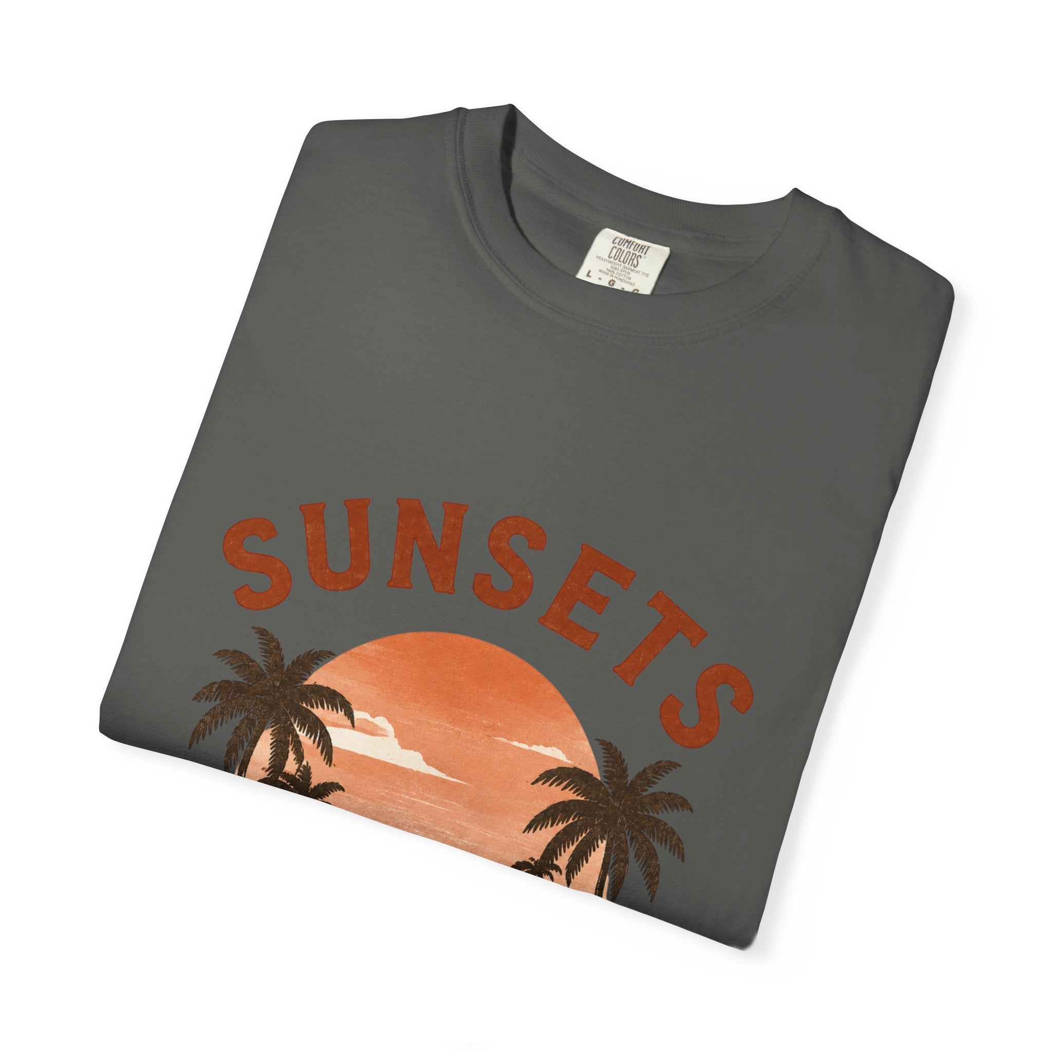 Sunsets & Sweatshirts T-Shirt | Retro Palm Tree Sunset Tee
