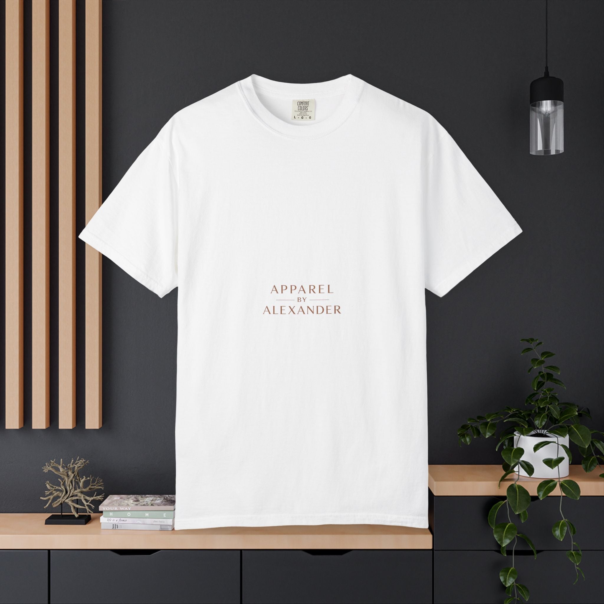 Minimalist 'Apparel Alexander' Text T-Shirt | White Crew Tee