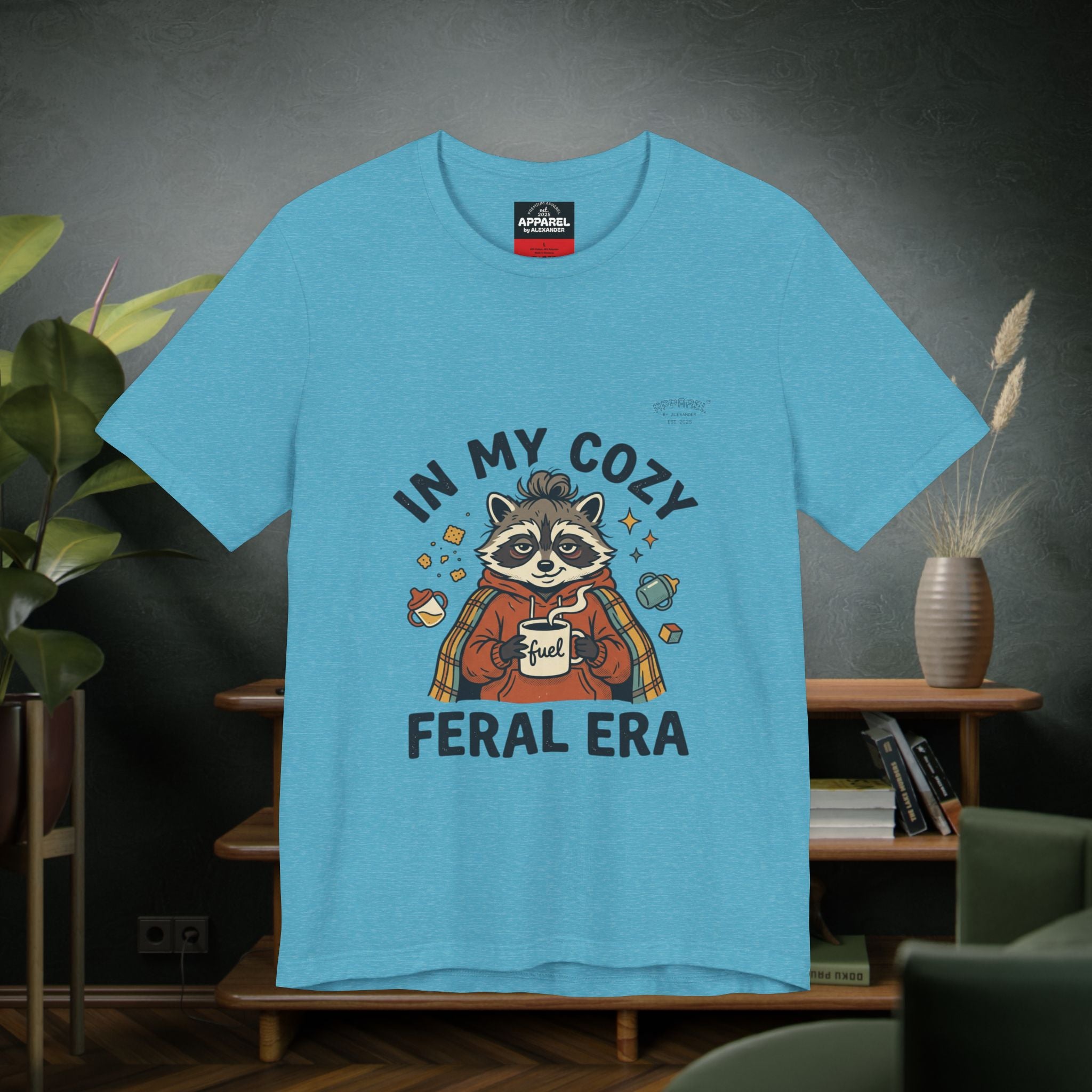 Cozy Feral Era Raccoon Tee | chaotic cute vintage mascot, introvert