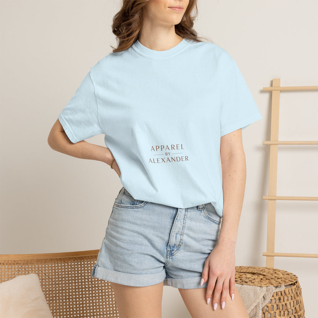 Minimalist 'Apparel Alexander' Text T-Shirt | White Crew Tee