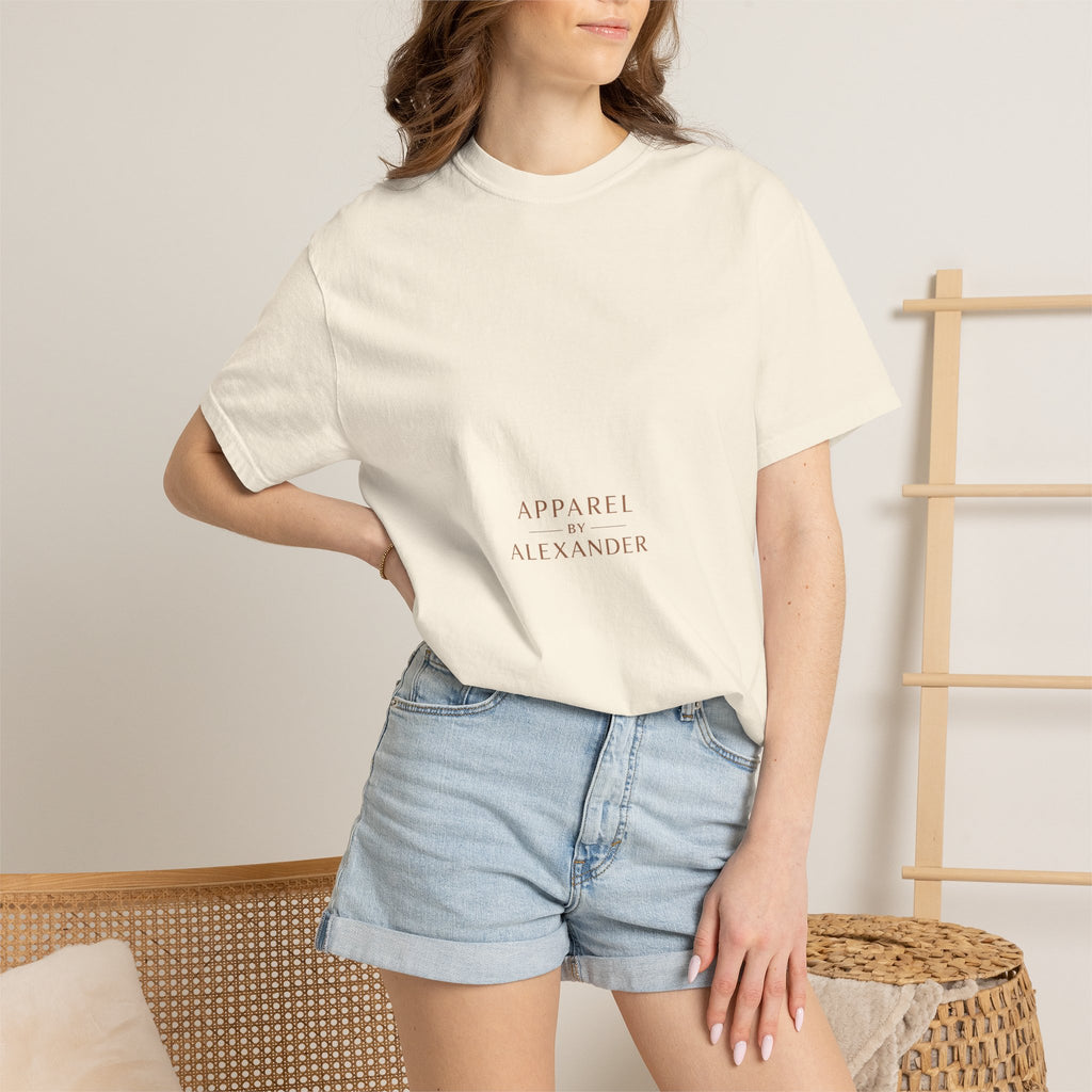 Minimalist 'Apparel Alexander' Text T-Shirt | White Crew Tee