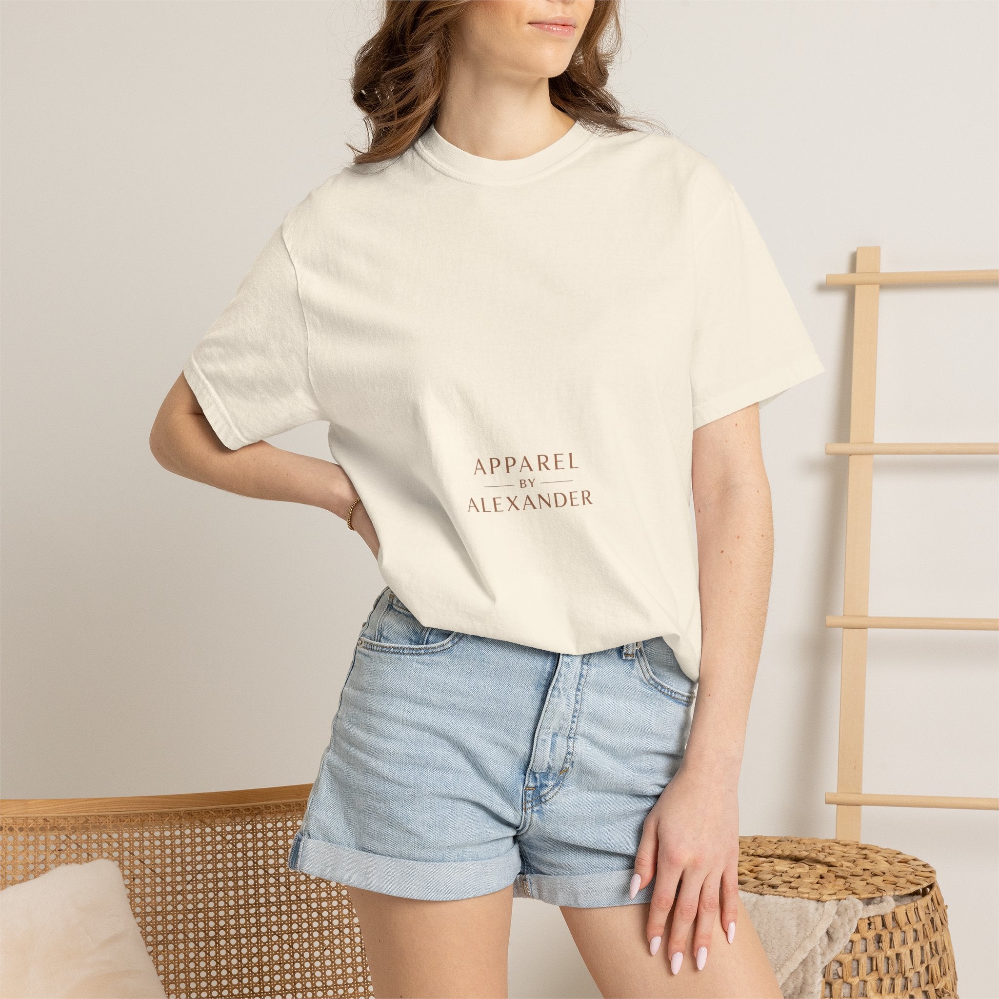Minimalist 'Apparel Alexander' Text T-Shirt | White Crew Tee