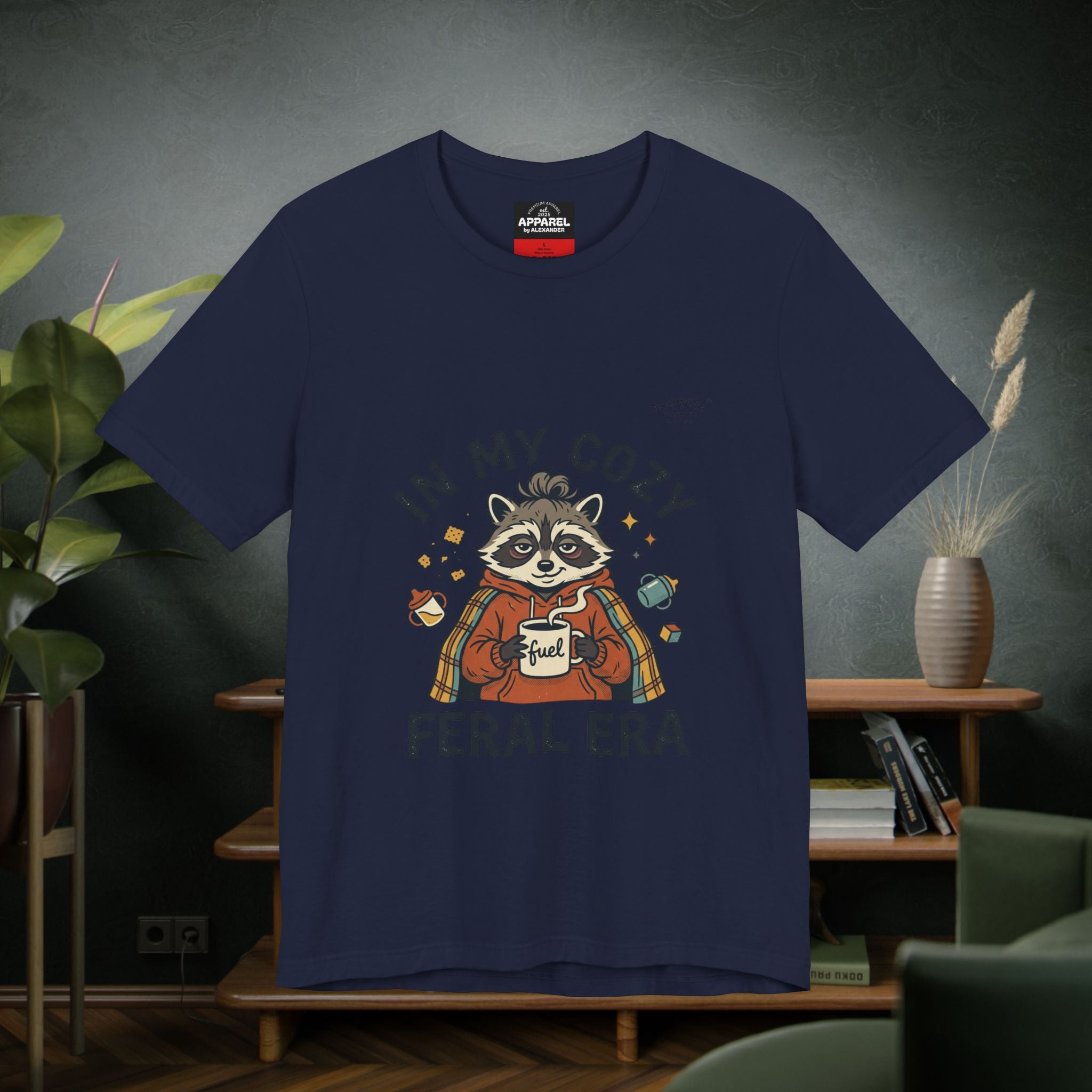Cozy Feral Era Raccoon Tee | chaotic cute vintage mascot, introvert