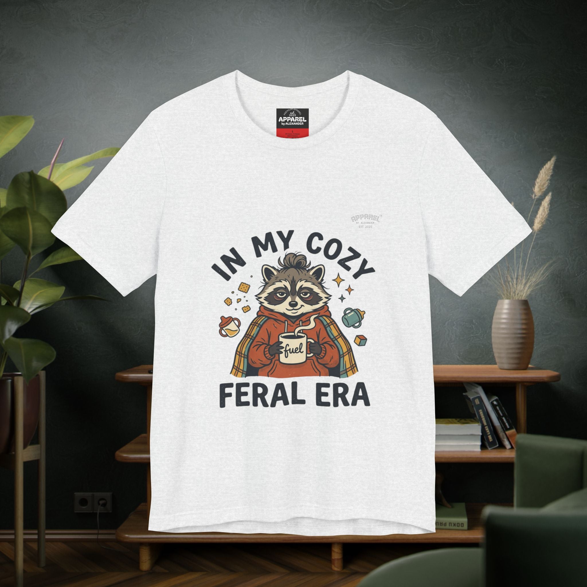 Cozy Feral Era Raccoon Tee | chaotic cute vintage mascot, introvert
