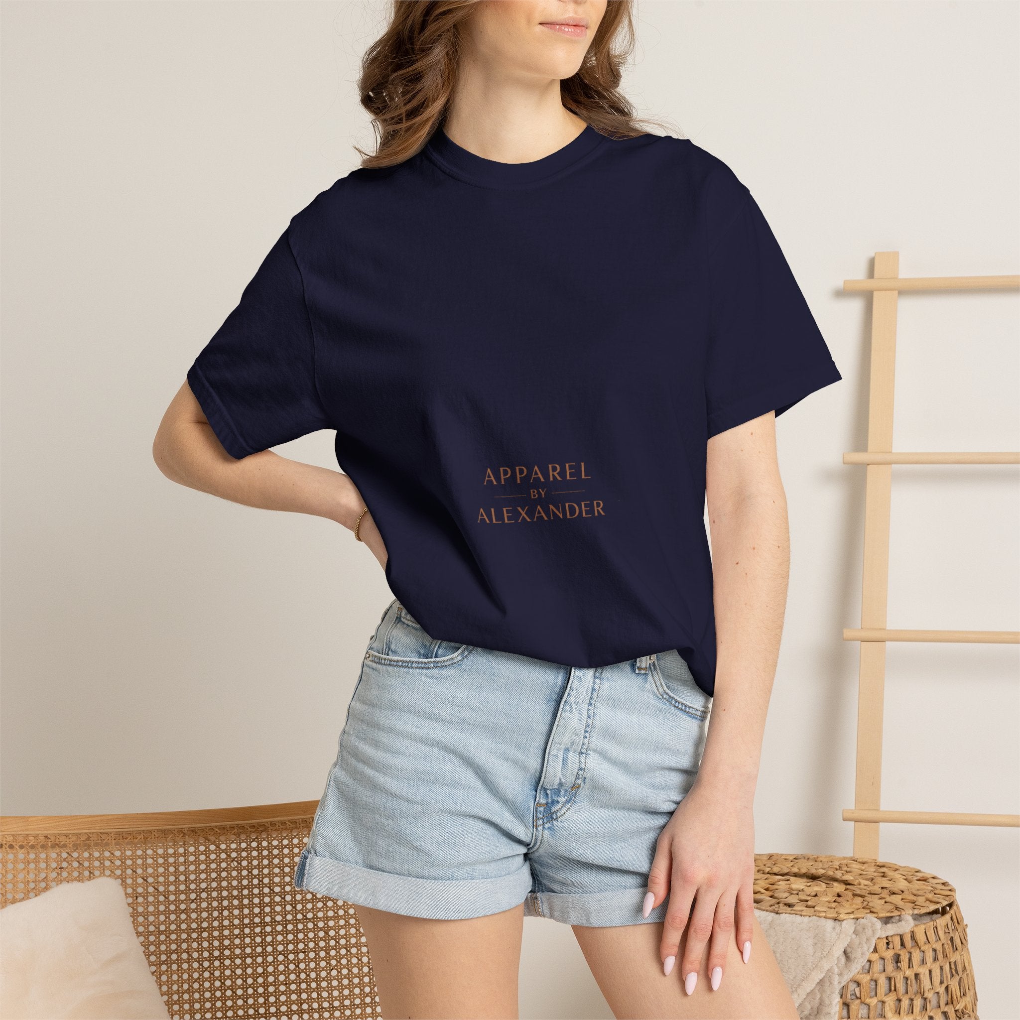 Minimalist 'Apparel Alexander' Text T-Shirt | White Crew Tee