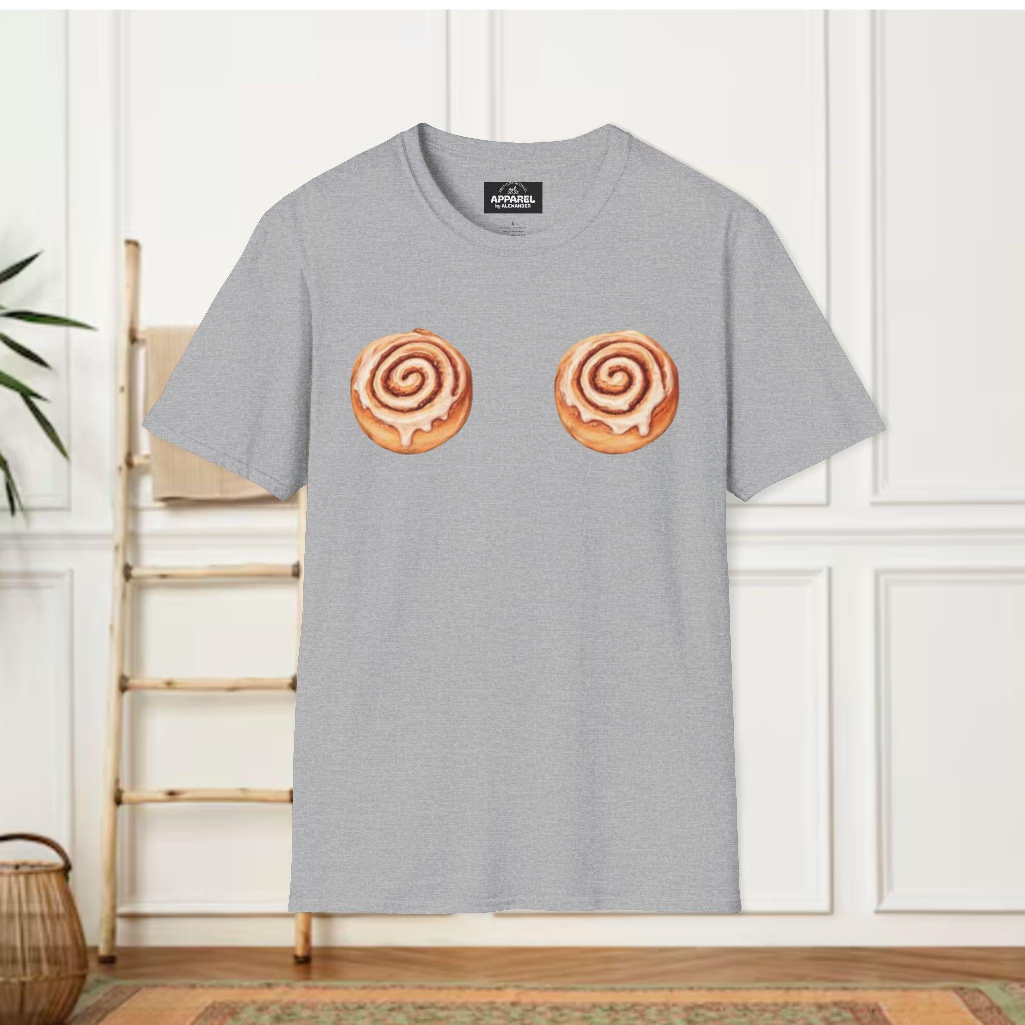 Harry Styles type Cinnamon Roll Boobs T-Shirt | Funny Food Graphic Tee