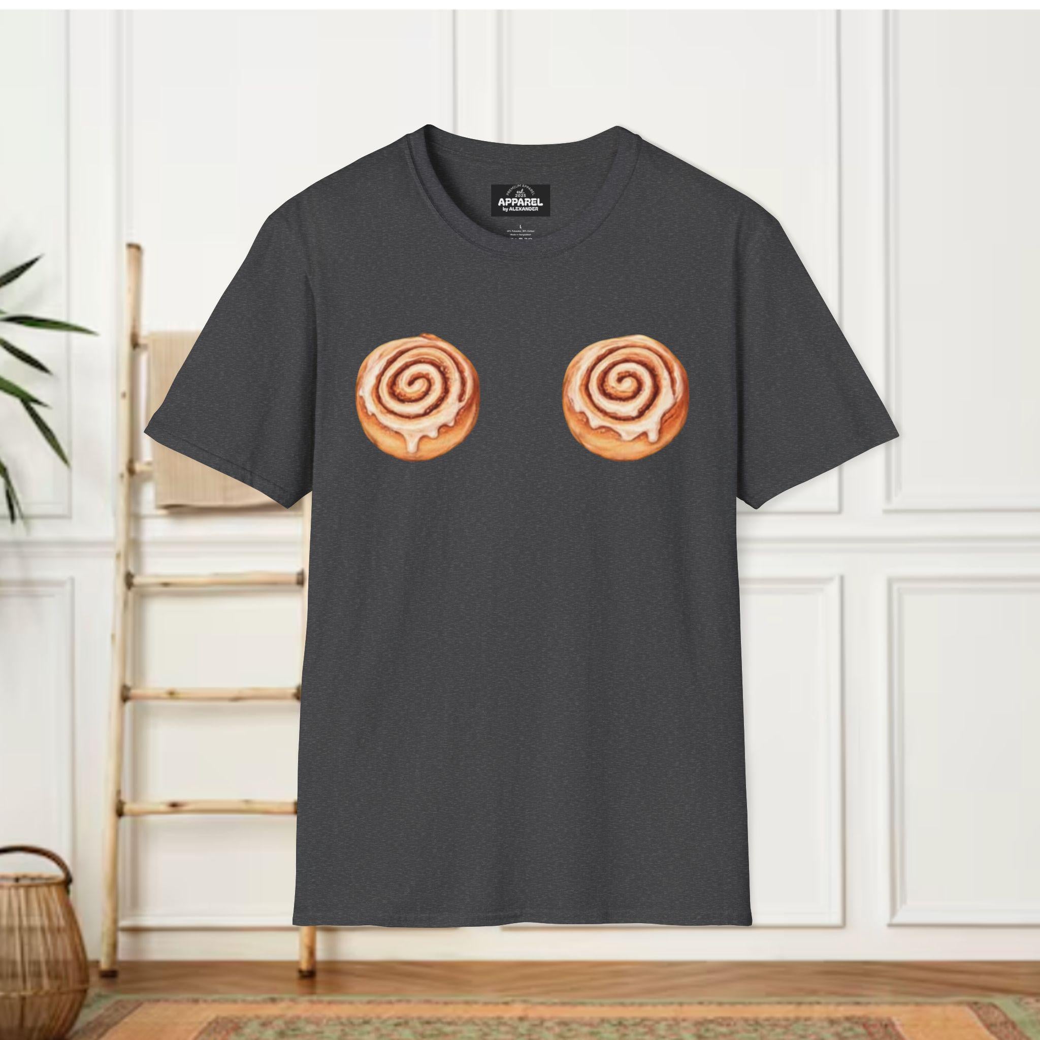 Harry Styles type Cinnamon Roll Boobs T-Shirt | Funny Food Graphic Tee
