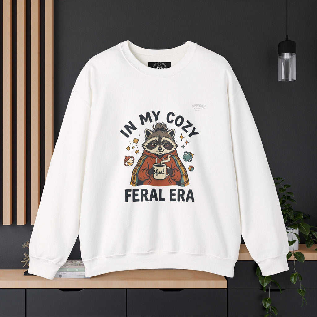 Cozy Raccoon Crewneck Sweatshirt | Vintage Mascot, Feral Era Meme Wear