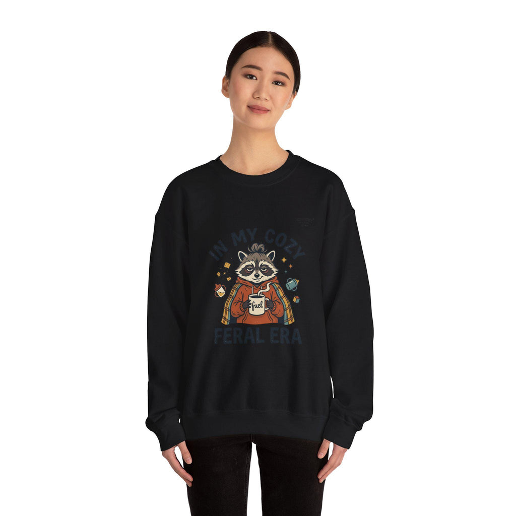 Cozy Raccoon Crewneck Sweatshirt | Vintage Mascot, Feral Era Meme Wear