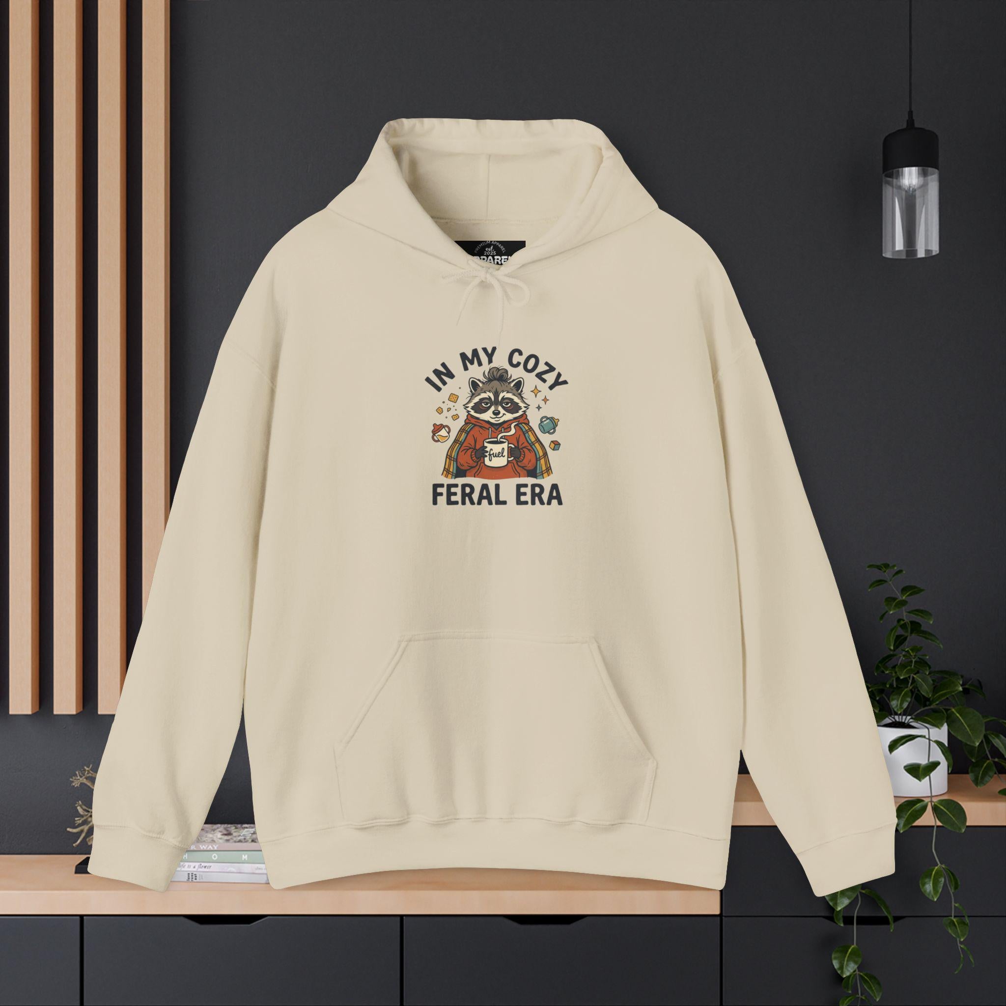 Cozy Feral Era Raccoon Hoodie | Chaotic Introvert Humor Sweatshirt