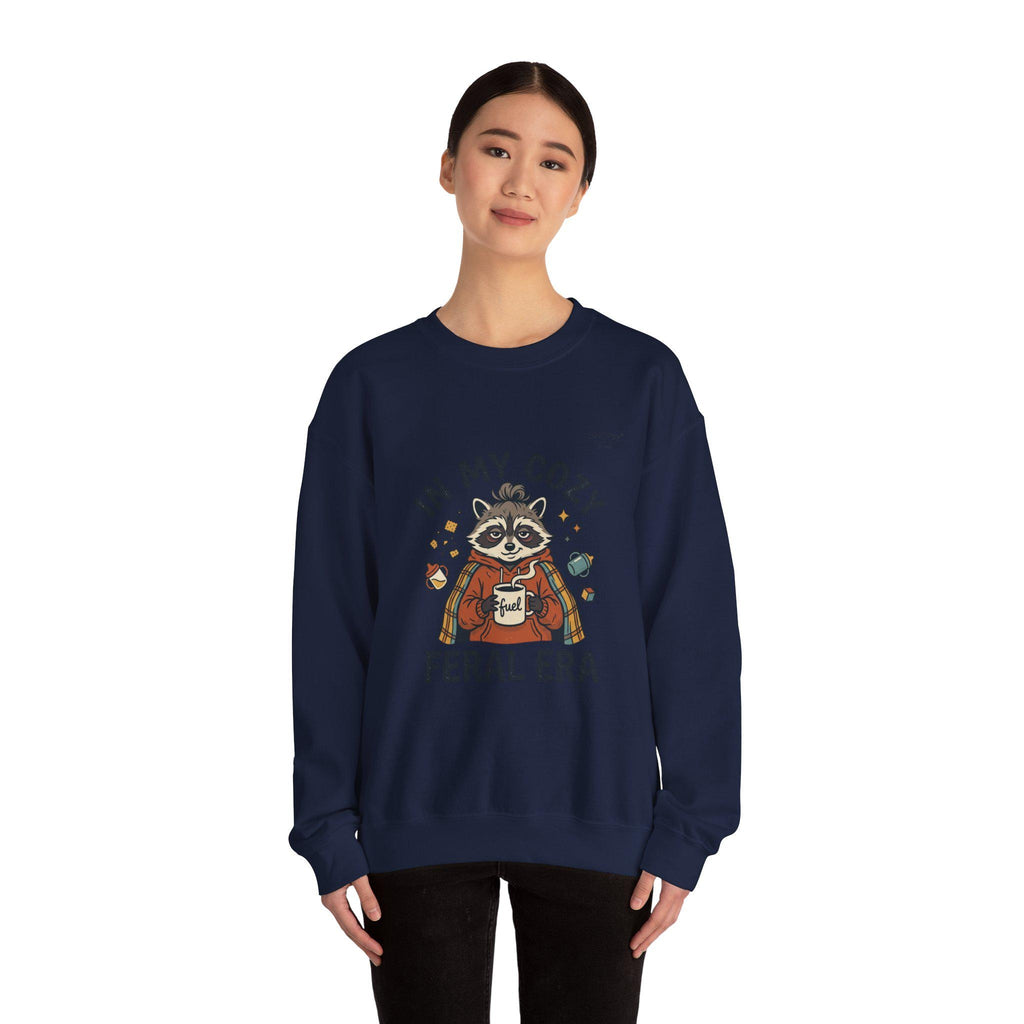 Cozy Raccoon Crewneck Sweatshirt | Vintage Mascot, Feral Era Meme Wear
