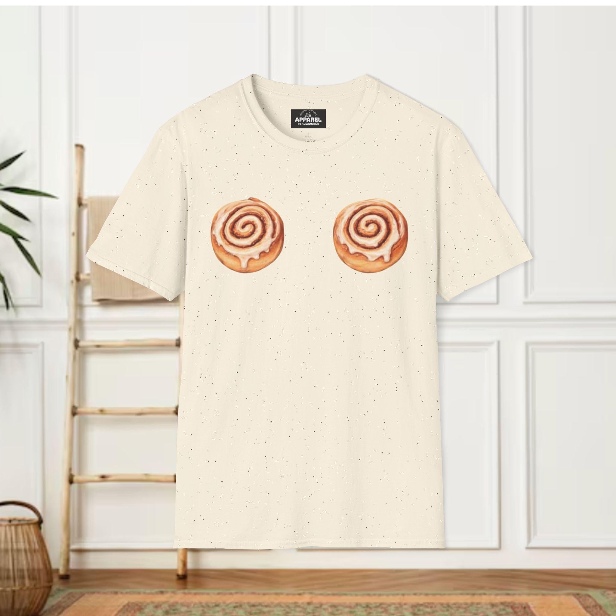 Harry Styles type Cinnamon Roll Boobs T-Shirt | Funny Food Graphic Tee