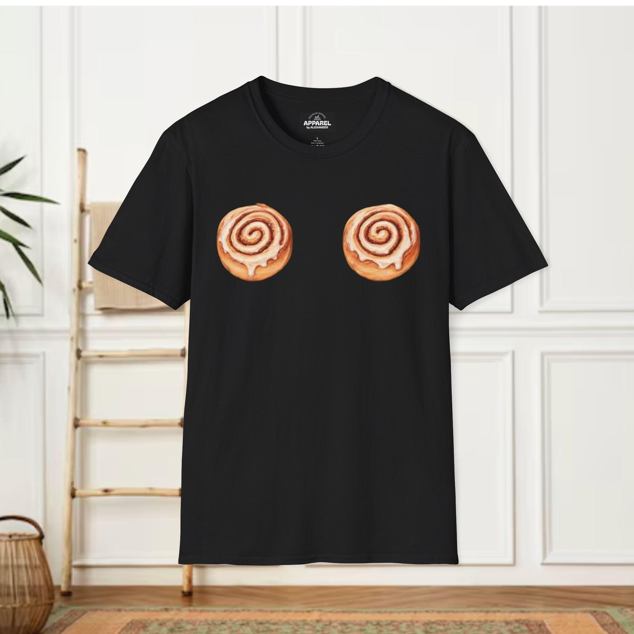 Harry Styles type Cinnamon Roll Boobs T-Shirt | Funny Food Graphic Tee