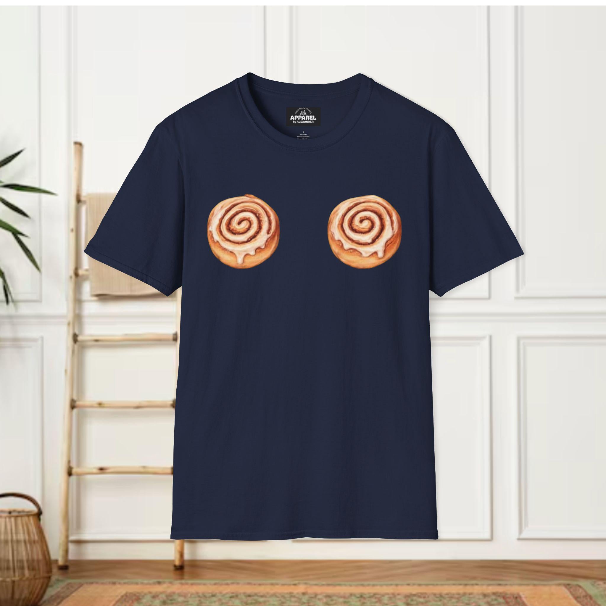 Harry Styles type Cinnamon Roll Boobs T-Shirt | Funny Food Graphic Tee