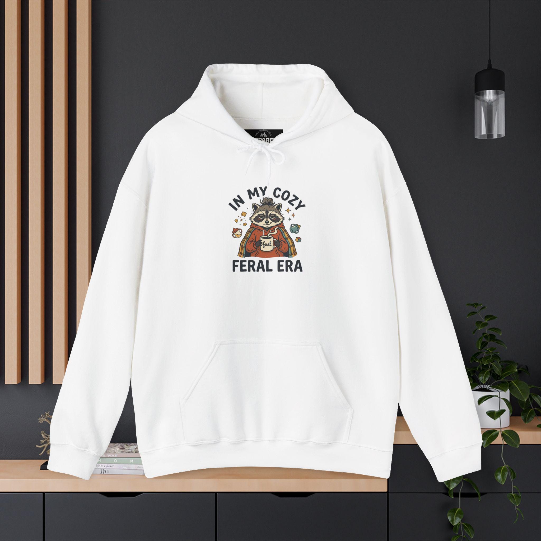 Cozy Feral Era Raccoon Hoodie | Chaotic Introvert Humor Sweatshirt