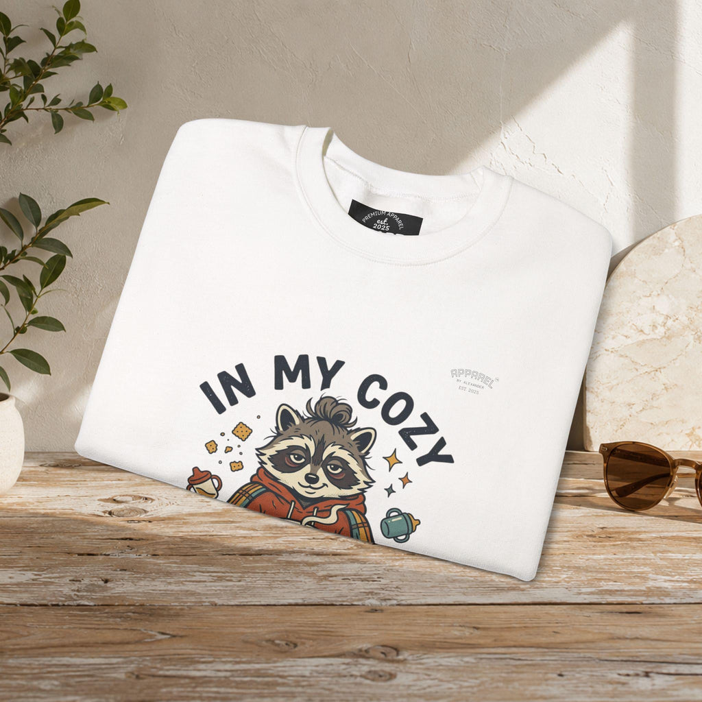 Cozy Raccoon Crewneck Sweatshirt | Vintage Mascot, Feral Era Meme Wear