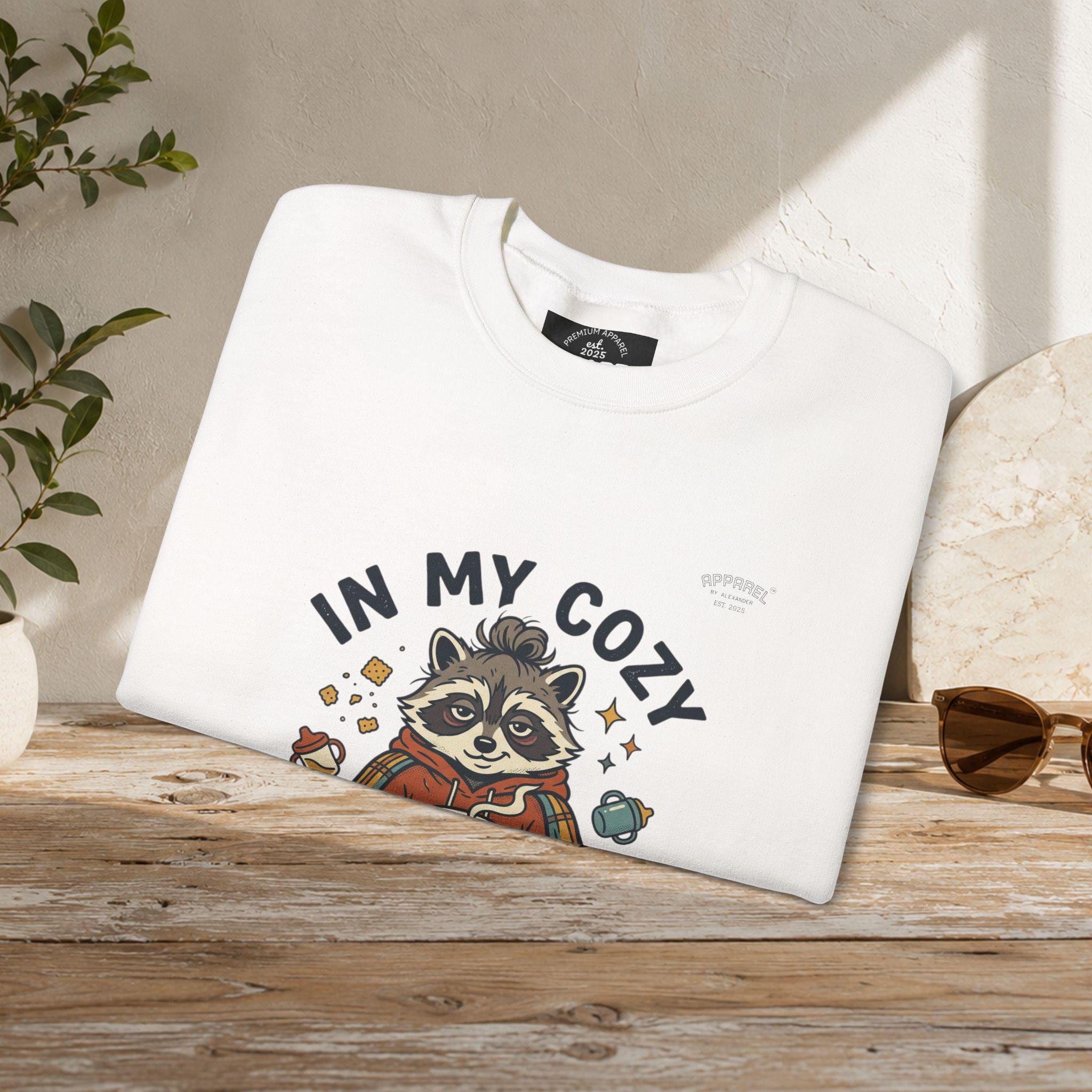 Cozy Raccoon Crewneck Sweatshirt | Vintage Mascot, Feral Era Meme Wear