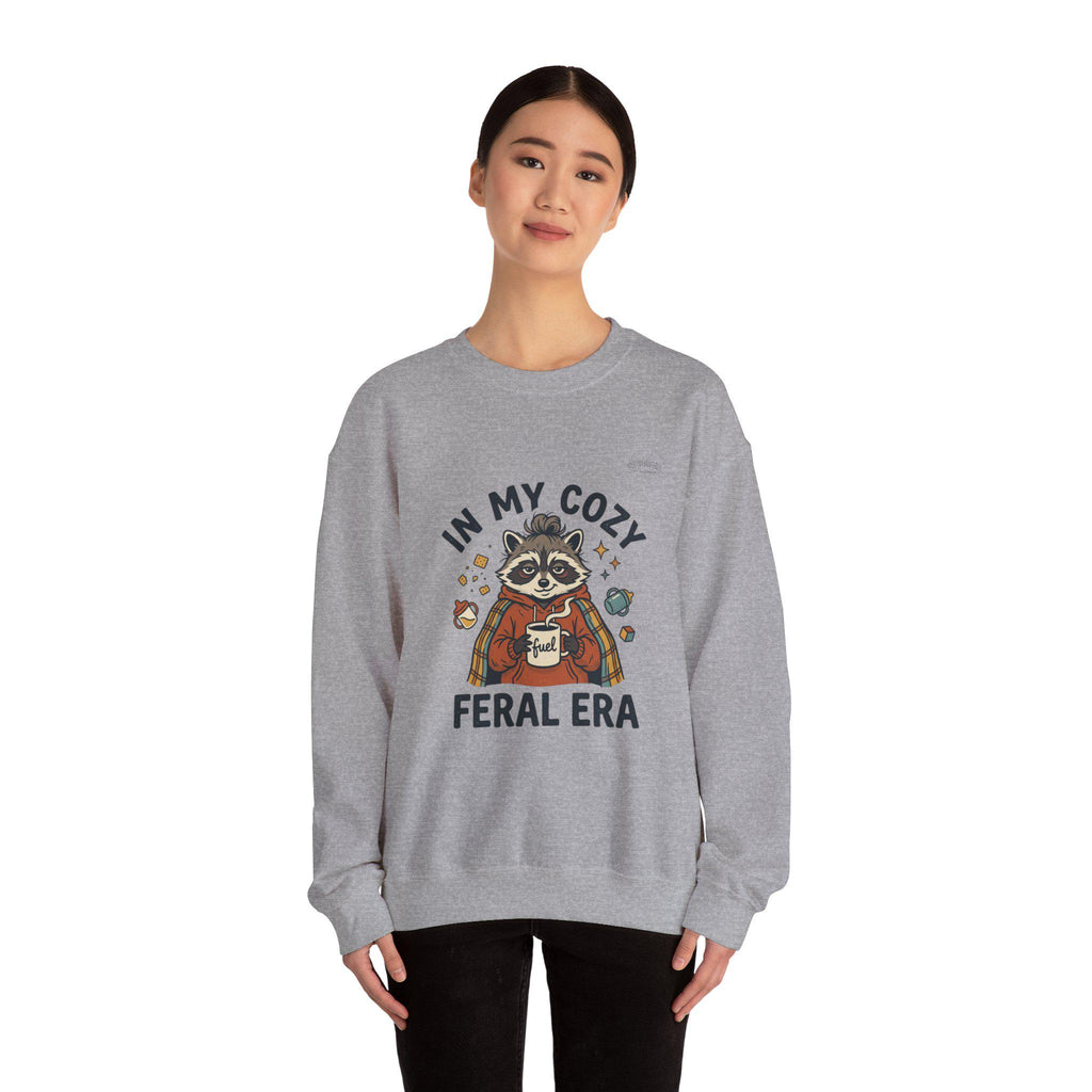 Cozy Raccoon Crewneck Sweatshirt | Vintage Mascot, Feral Era Meme Wear