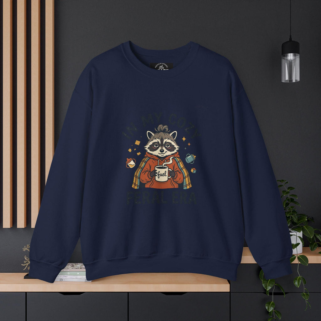 Cozy Raccoon Crewneck Sweatshirt | Vintage Mascot, Feral Era Meme Wear