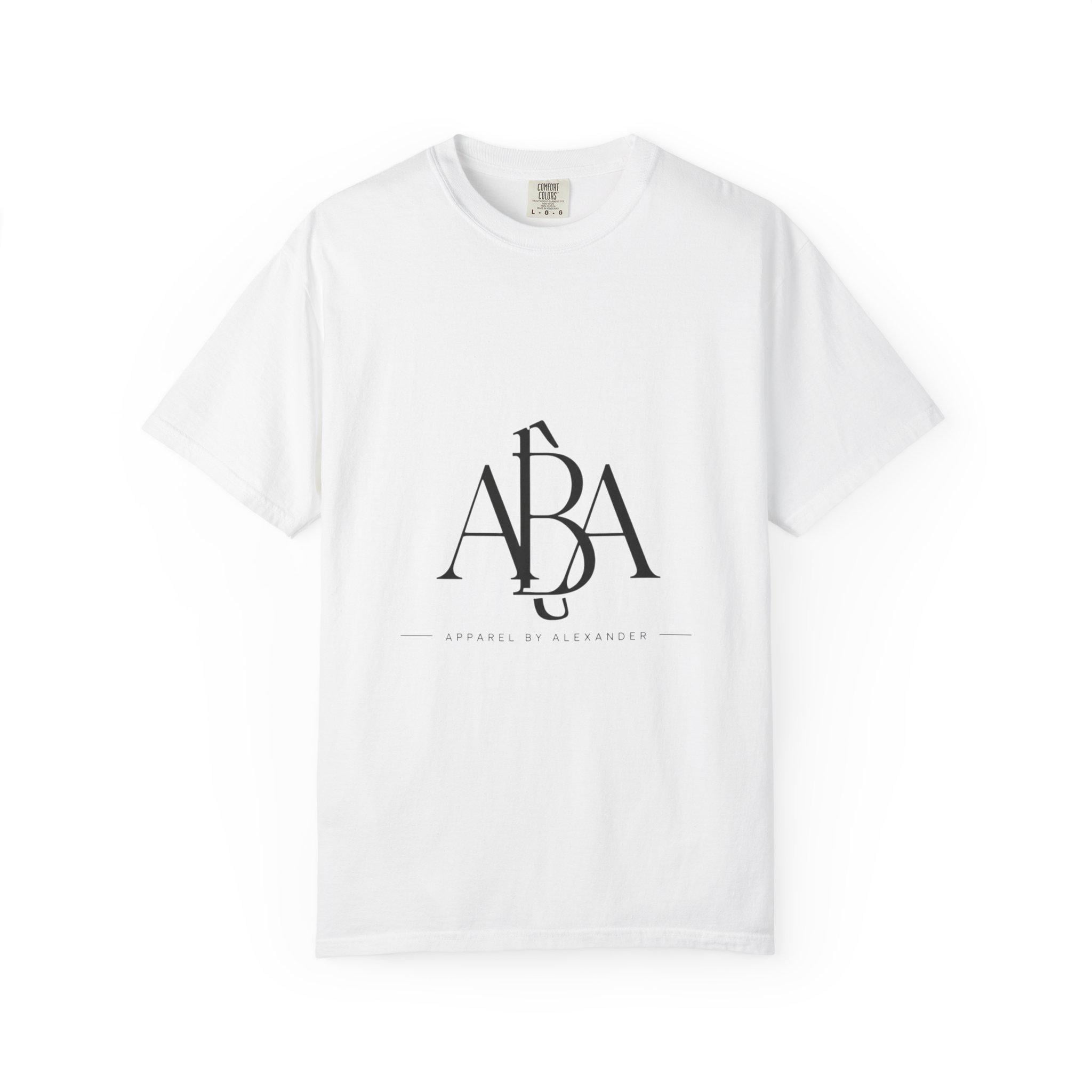 ABA Monogram Logo T-Shirt | Minimal Typography, Black Script Print