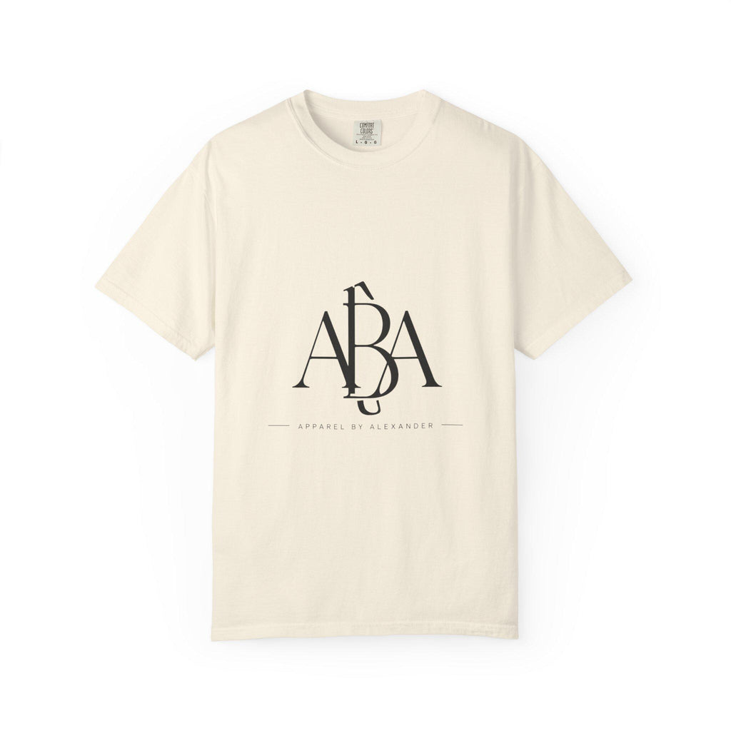 ABA Monogram Logo T-Shirt | Minimal Typography, Black Script Print