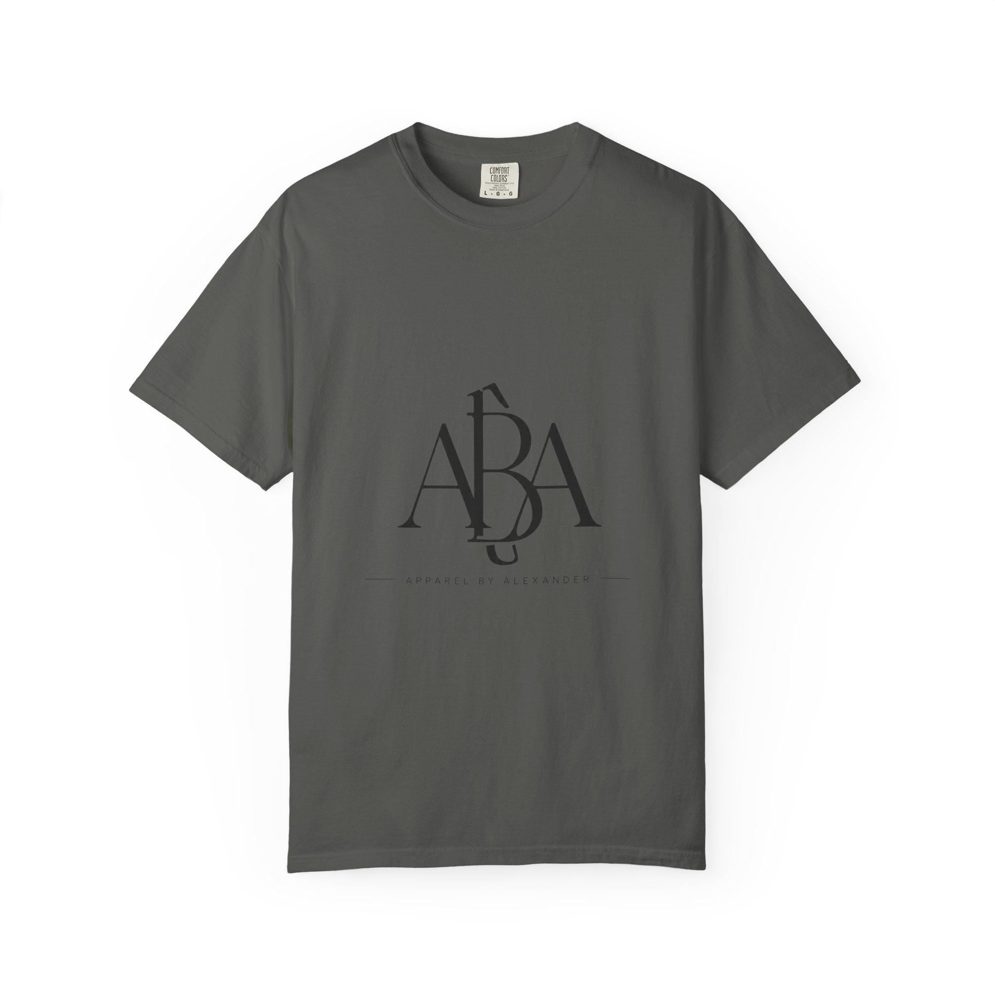 ABA Monogram Logo T-Shirt | Minimal Typography, Black Script Print