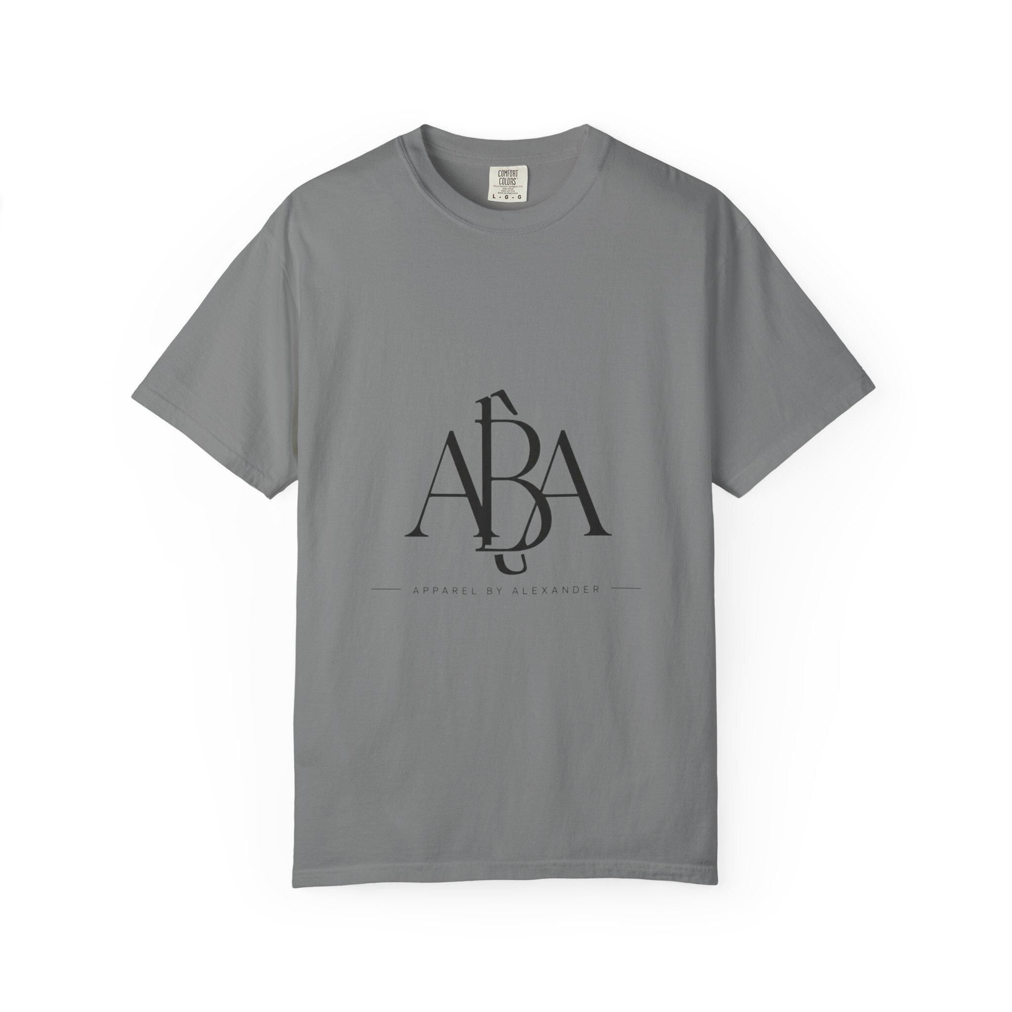 ABA Monogram Logo T-Shirt | Minimal Typography, Black Script Print